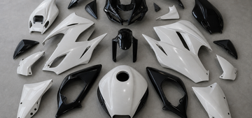 Sportbike body panels laid out by zone