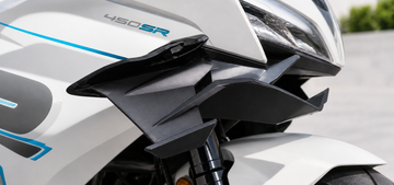CFMOTO 450SR V4 Winglet installed on the CF 450SR, scene close-up