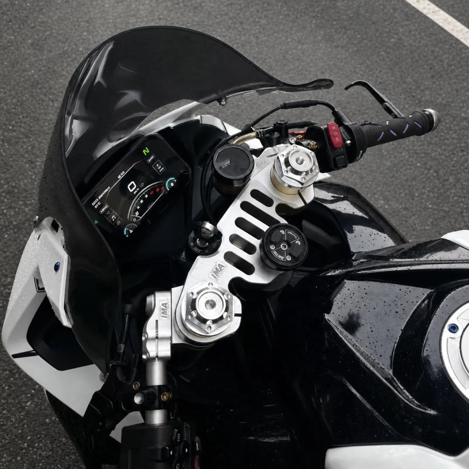 CF 450SR Top Triple Clamp + Clip-On Handlebars, photo 3 of 6
