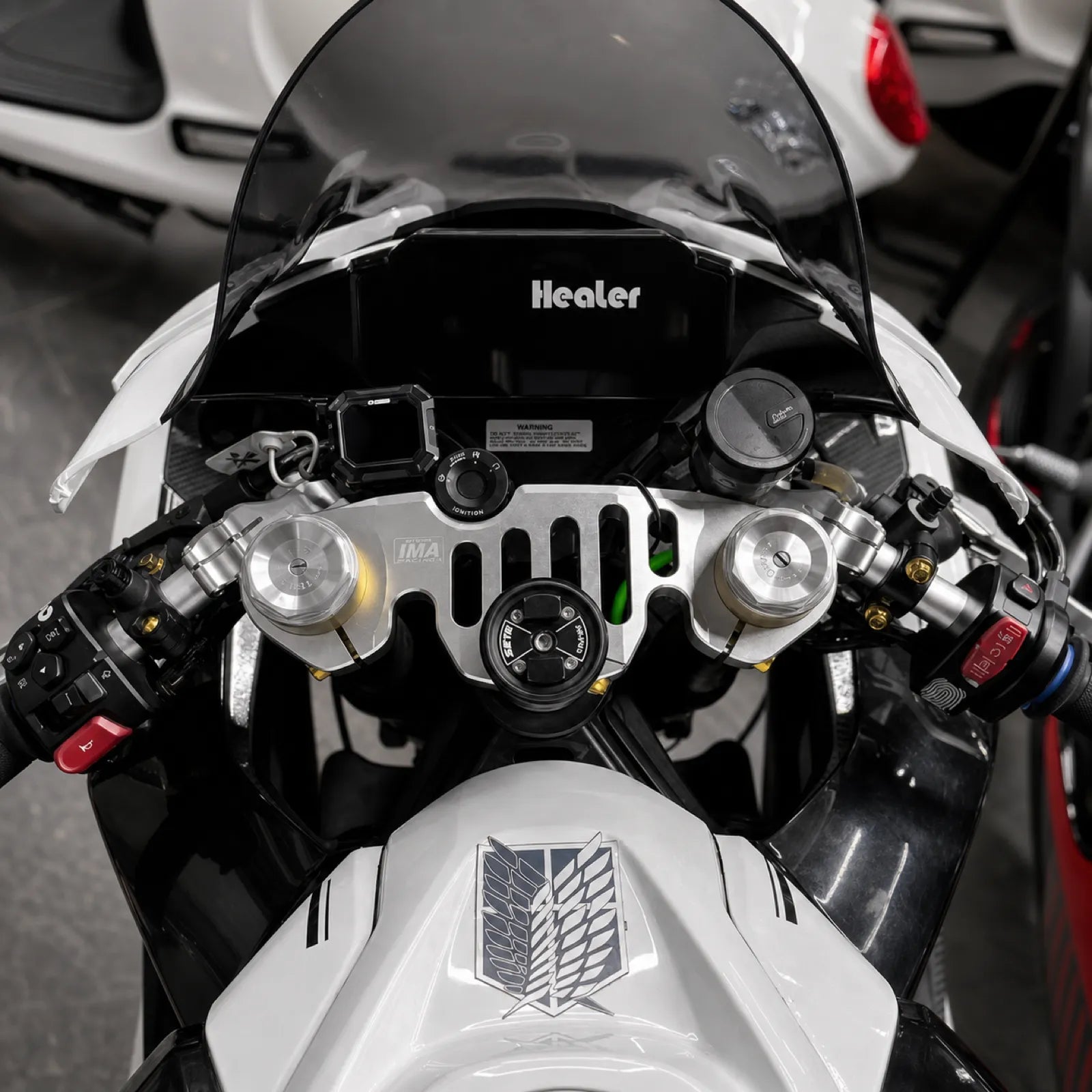 CF 450SR Top Triple Clamp + Clip-On Handlebars, photo 6 of 6