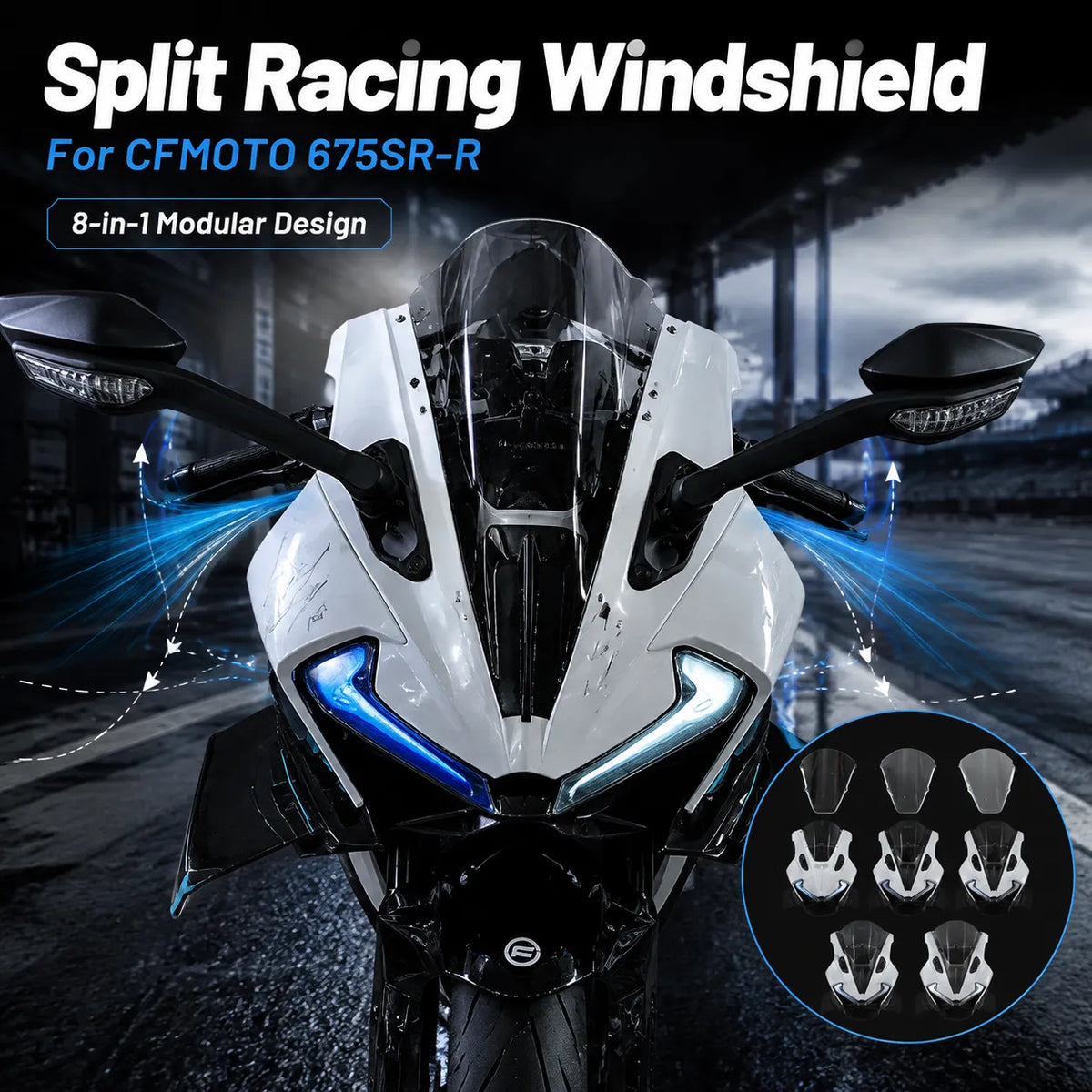 CFMOTO 675SR-R Split Racing Windshield, photo 5 of 15