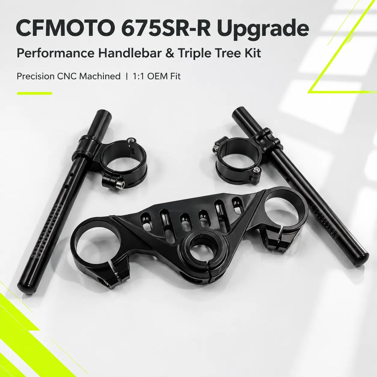 CFMOTO 675SR-R Top Triple Clamp + Clip-On Handlebars, photo 2 of 9