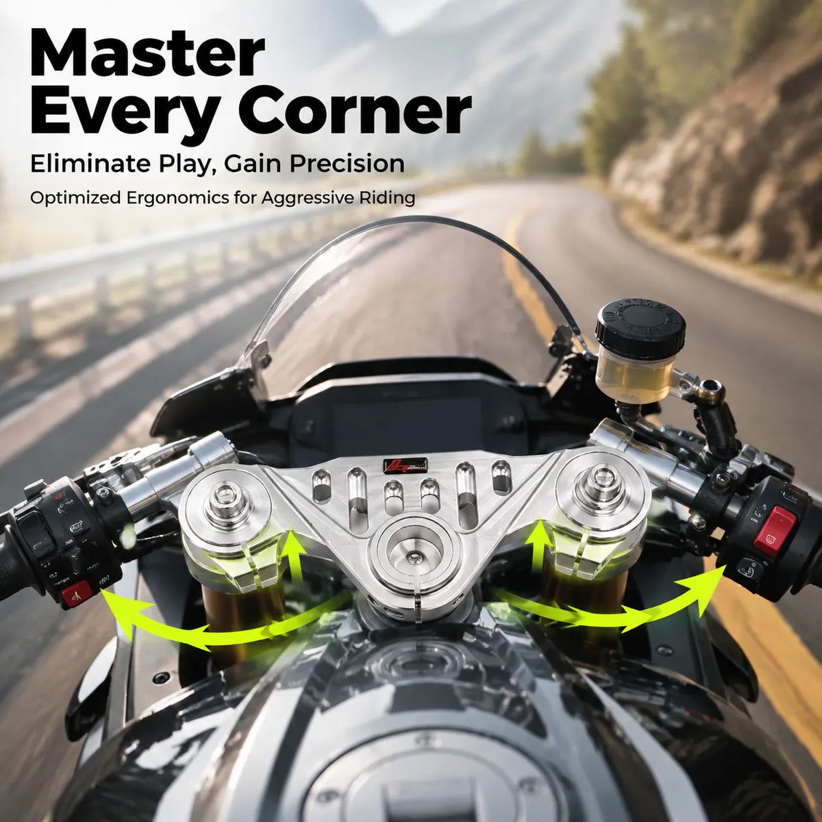 CFMOTO 675SR-R Top Triple Clamp + Clip-On Handlebars, photo 5 of 9