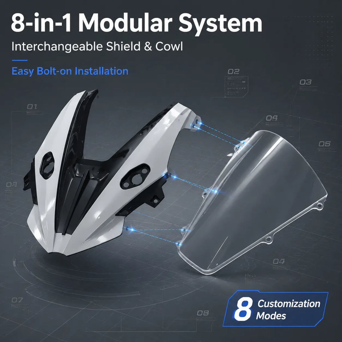 CFMOTO 675SR-R Split Racing Windshield, photo 2 of 15