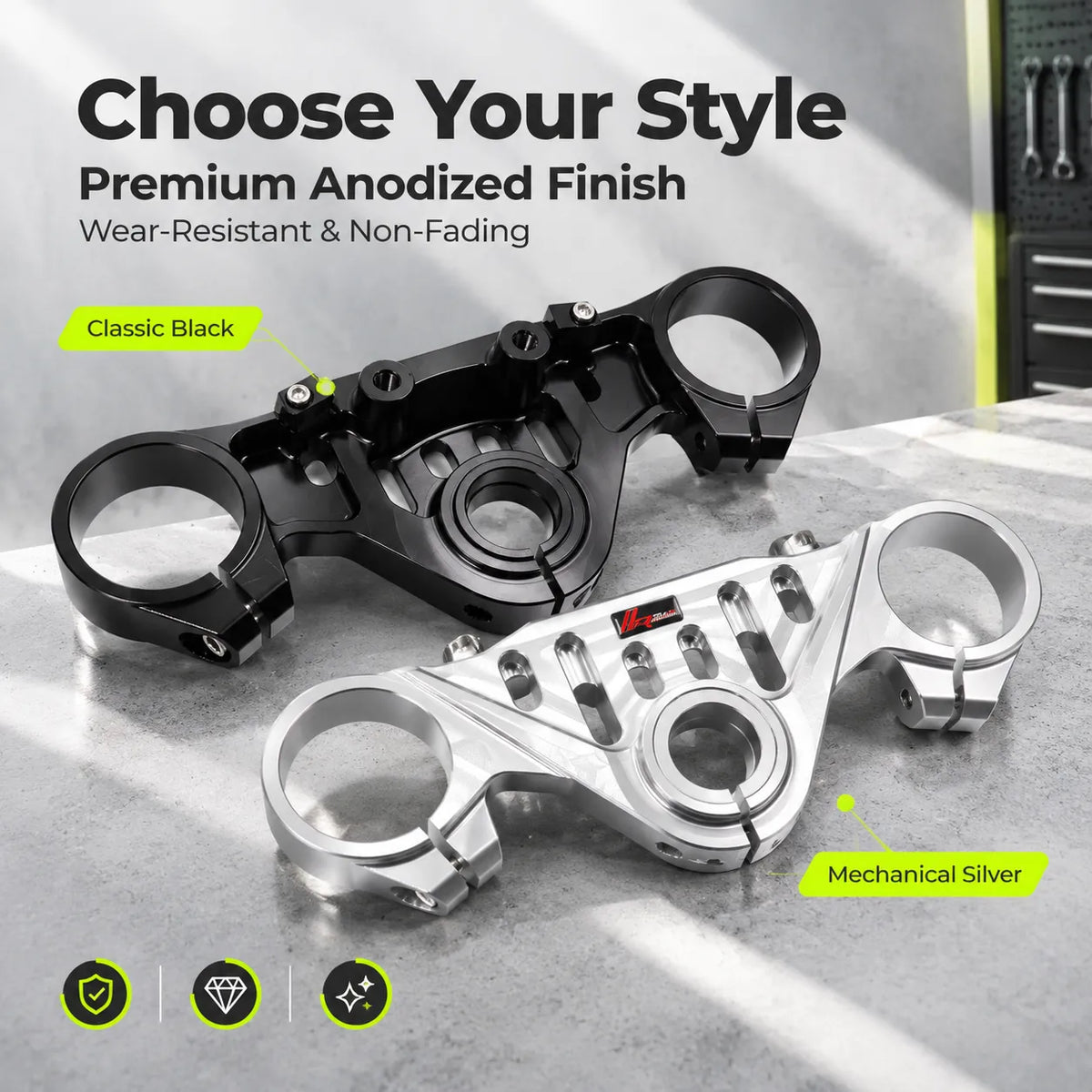 CFMOTO 675SR-R Top Triple Clamp + Clip-On Handlebars, photo 7 of 9