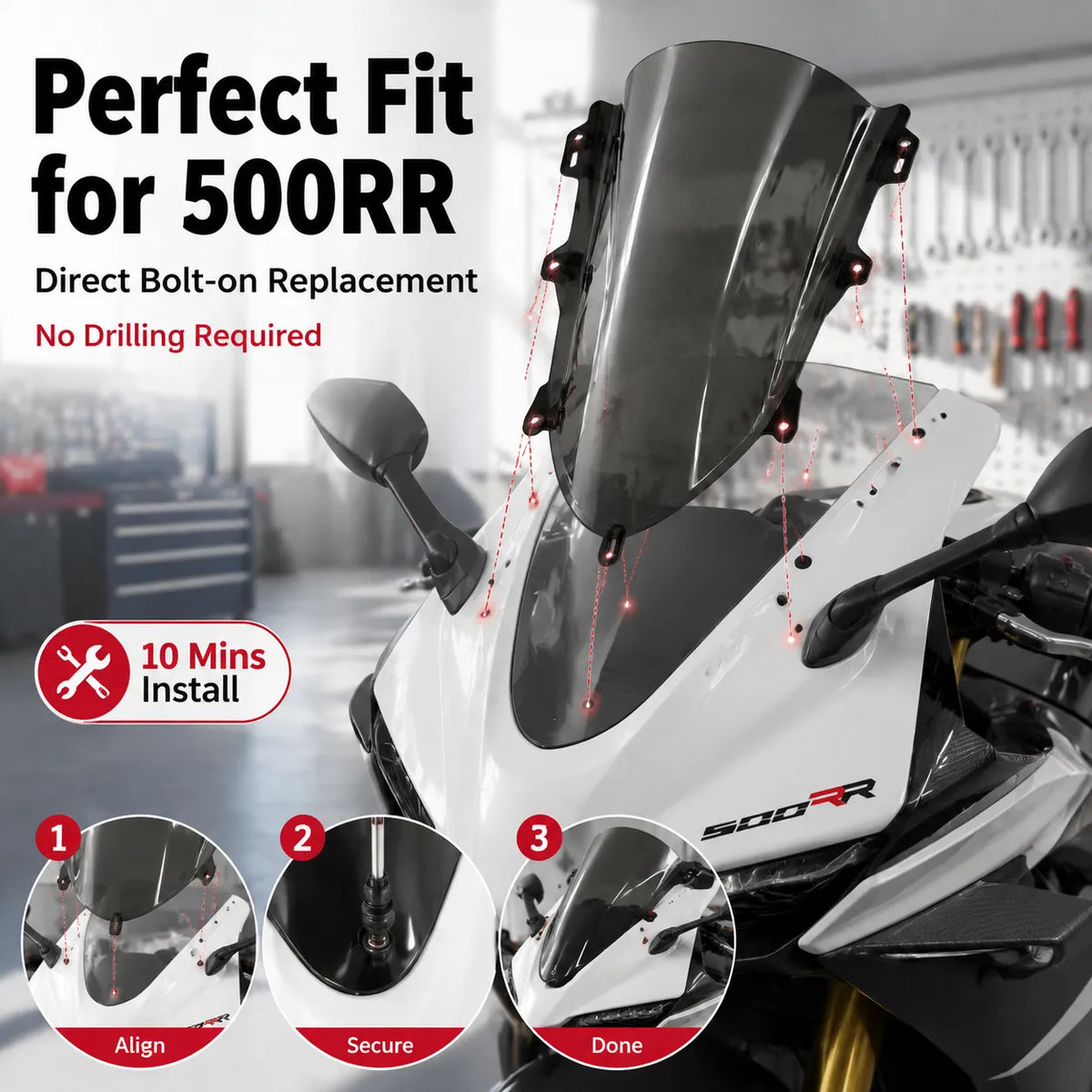 ZXMOTO 500RR Tall Windshield, photo 6 of 10