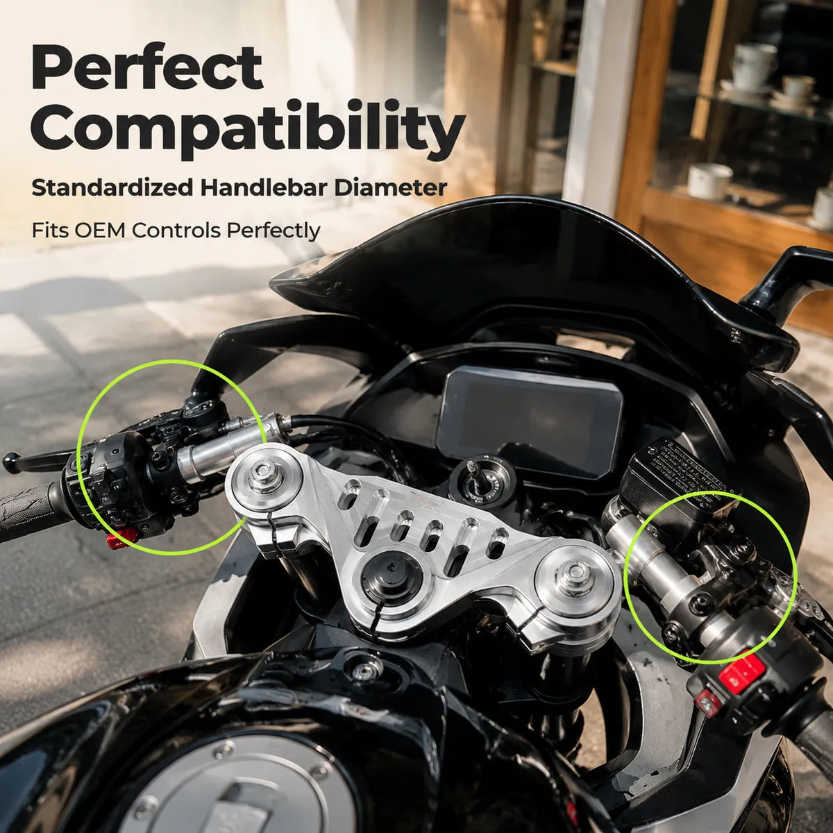 CFMOTO 675SR-R Top Triple Clamp + Clip-On Handlebars, photo 8 of 9