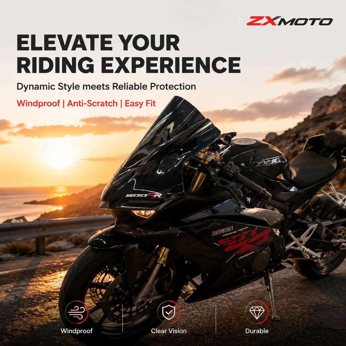 ZXMOTO 500RR Tall Windshield, photo 7 of 10