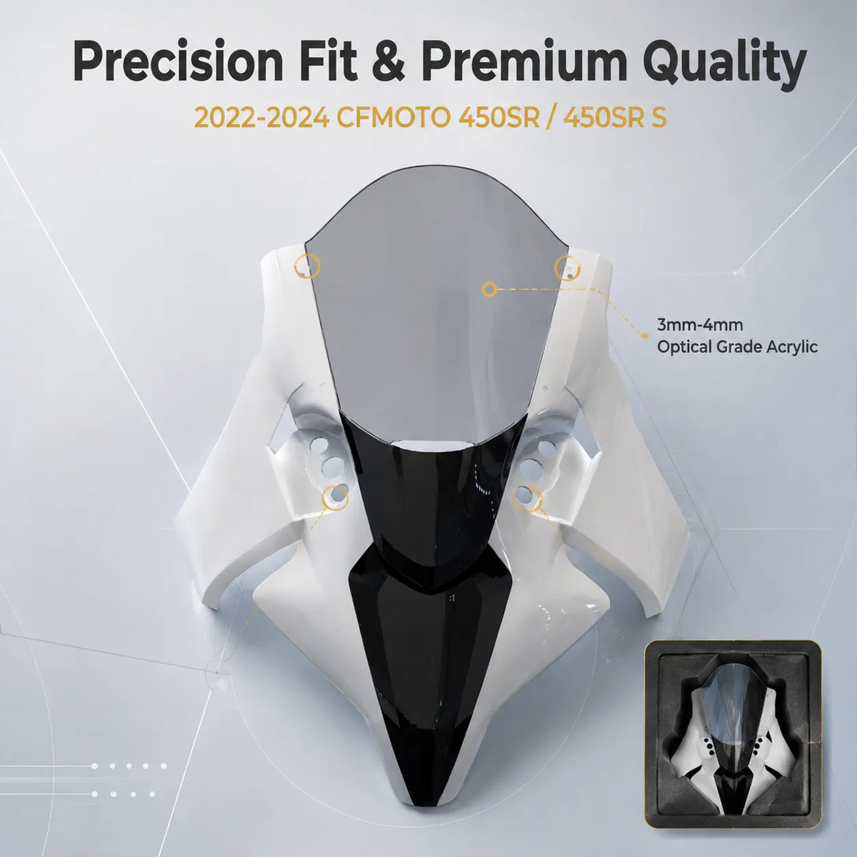 CFMOTO 450SR V3 Front Windshield, photo 6 of 11